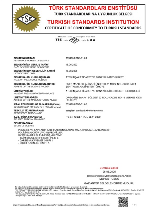 TSE Türk Standartlarına Uygunluk Belgesi