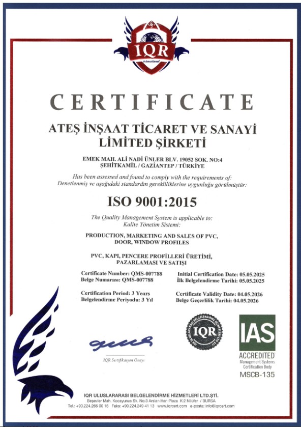 ISO 9001:2005 Kalite Belgesi
