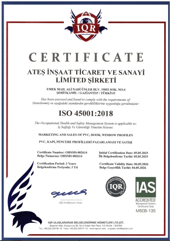 ISO 45001:2018 Kalite Belgesi
