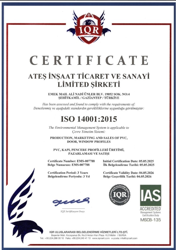 ISO 14001:2015 Kalite Belgesi